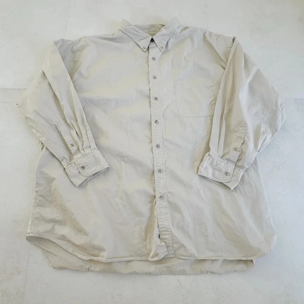 Lands' End || Khaki Button down Long Sleeve Flannel Men's Shirt 5X